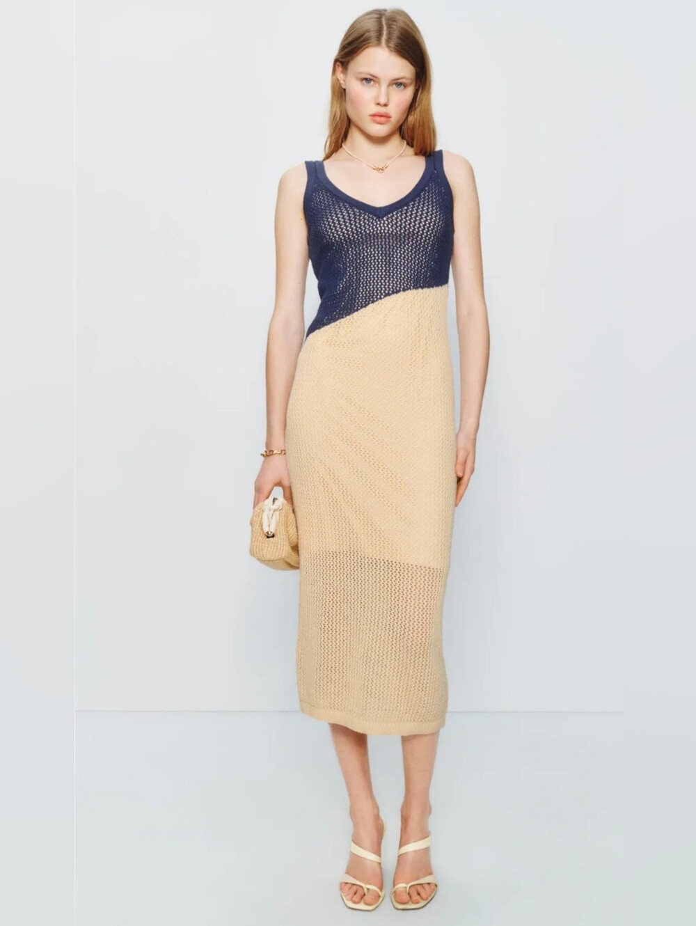 Toccin Crochet Tank Midi Dress Women Size S